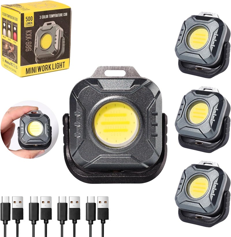 Kunhe 4 Pack Christmas Stocking Stuffers Gifts for Men Adults Him Dad Mini 500 Lumens 1200 MAh Magnetic Led Work Light Rechargeable for Car Repairing Emergency Light - Image 1